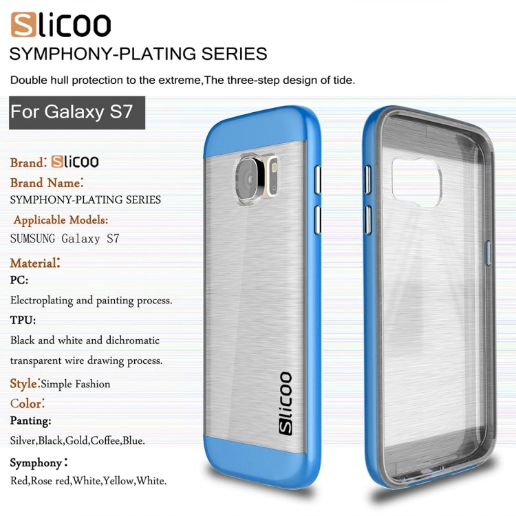 SLiCOO for Galaxy S7 / G930 Concise Fashion Separable Brushed Texture Transparent TPU + Electroplating PC Combination Case