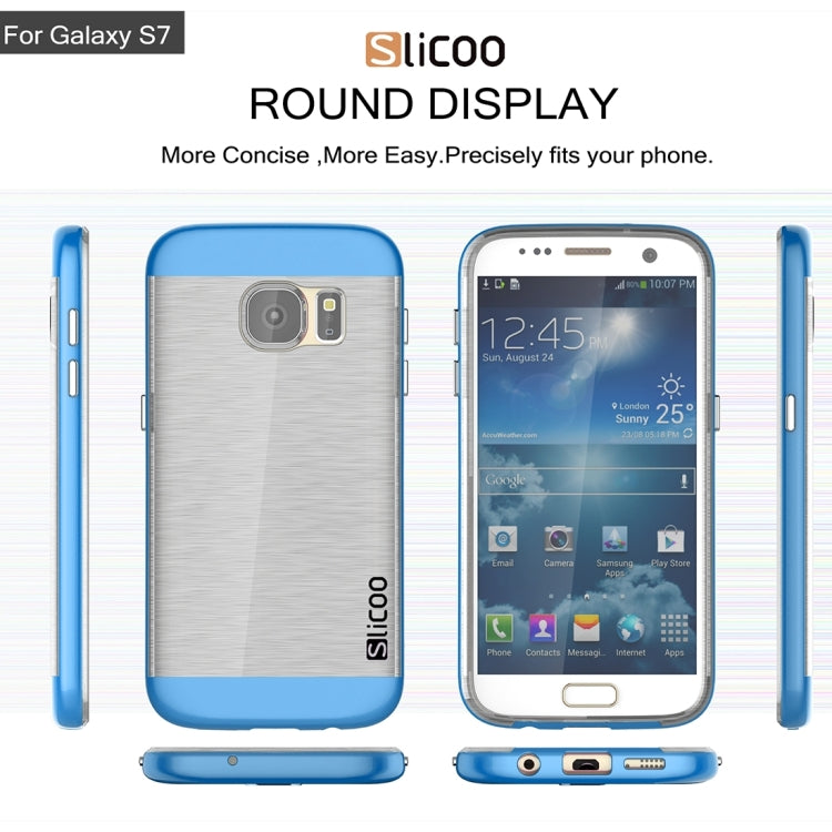 SLiCOO for Galaxy S7 / G930 Concise Fashion Separable Brushed Texture Transparent TPU + Electroplating PC Combination Case