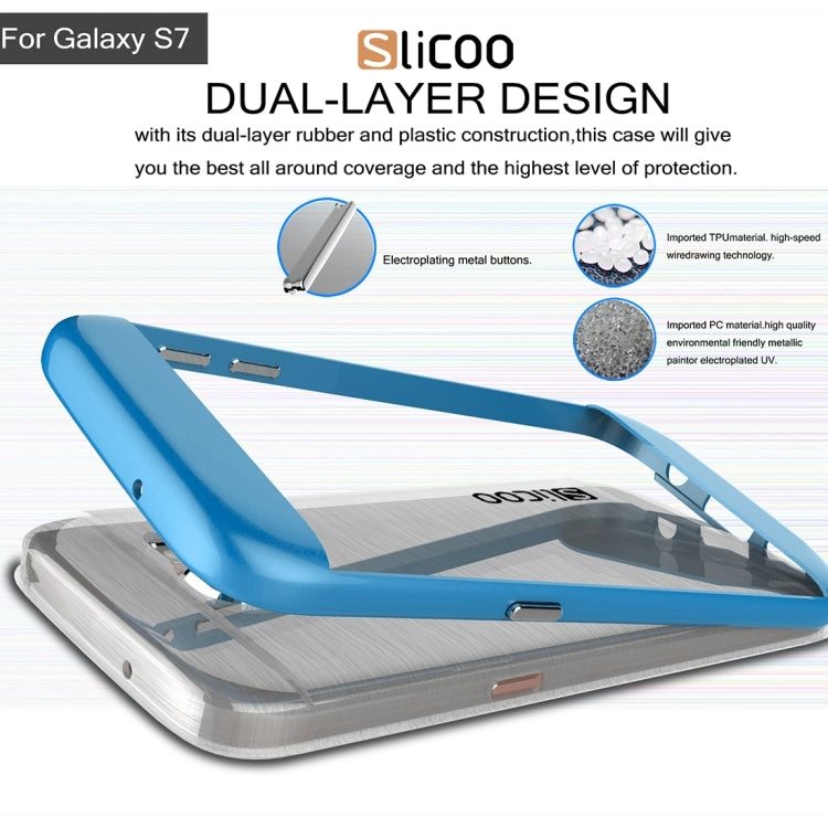 SLiCOO for Galaxy S7 / G930 Concise Fashion Separable Brushed Texture Transparent TPU + Electroplating PC Combination Case