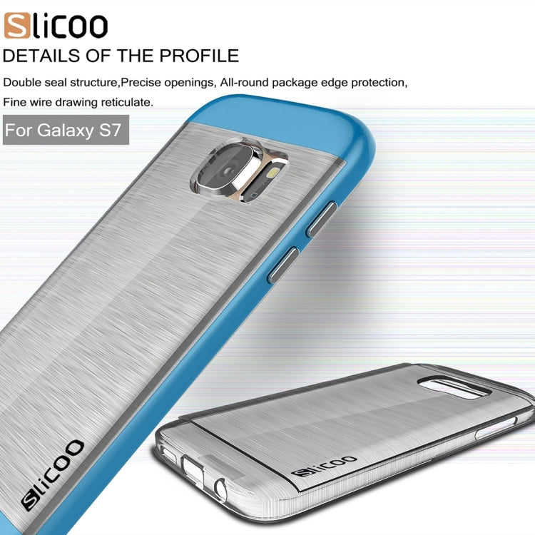 SLiCOO for Galaxy S7 / G930 Concise Fashion Separable Brushed Texture Transparent TPU + Electroplating PC Combination Case