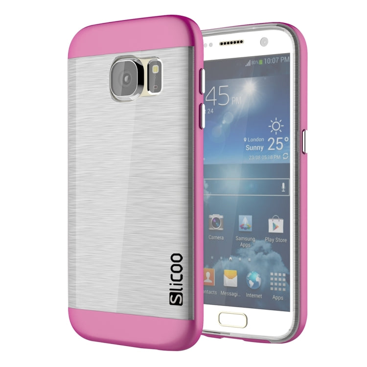 SLiCOO for Galaxy S7 / G930 Concise Fashion Separable Brushed Texture Transparent TPU + Electroplating PC Combination Case