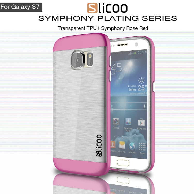 SLiCOO for Galaxy S7 / G930 Concise Fashion Separable Brushed Texture Transparent TPU + Electroplating PC Combination Case