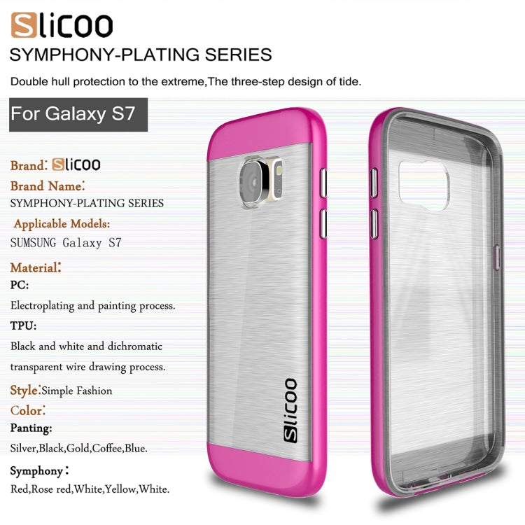 SLiCOO for Galaxy S7 / G930 Concise Fashion Separable Brushed Texture Transparent TPU + Electroplating PC Combination Case