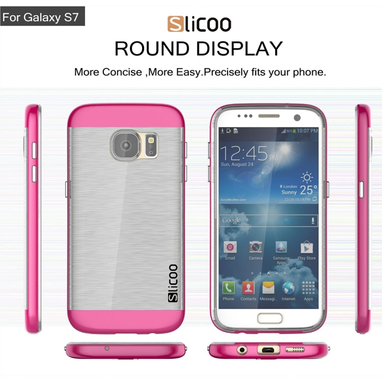 SLiCOO for Galaxy S7 / G930 Concise Fashion Separable Brushed Texture Transparent TPU + Electroplating PC Combination Case