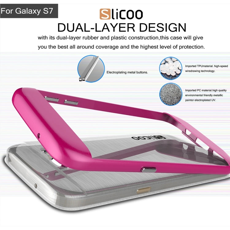 SLiCOO for Galaxy S7 / G930 Concise Fashion Separable Brushed Texture Transparent TPU + Electroplating PC Combination Case