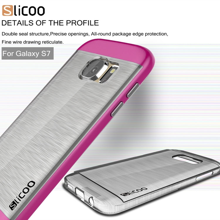 SLiCOO for Galaxy S7 / G930 Concise Fashion Separable Brushed Texture Transparent TPU + Electroplating PC Combination Case