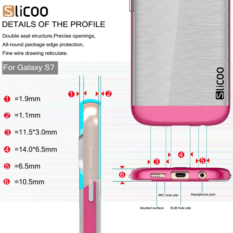 SLiCOO for Galaxy S7 / G930 Concise Fashion Separable Brushed Texture Transparent TPU + Electroplating PC Combination Case