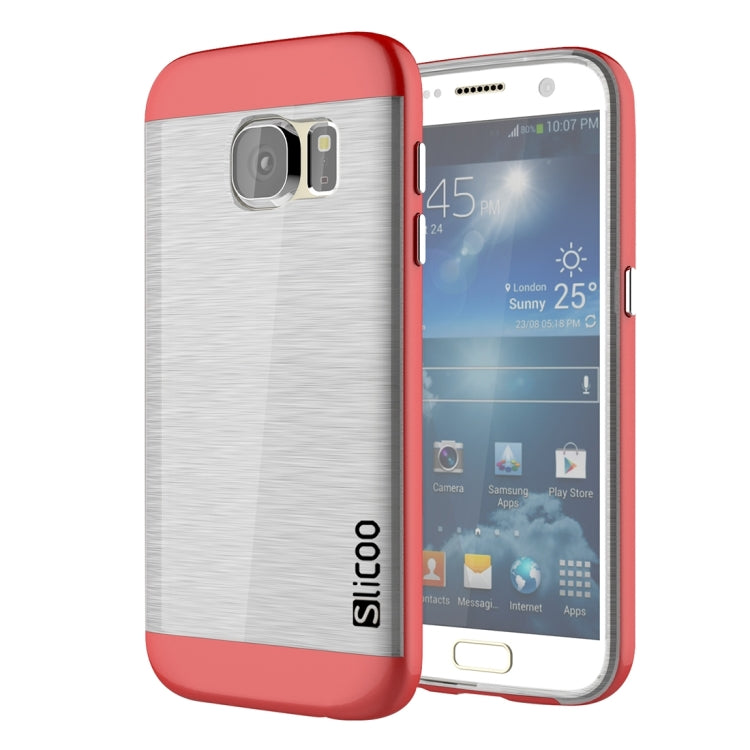 SLiCOO for Galaxy S7 / G930 Concise Fashion Separable Brushed Texture Transparent TPU + Electroplating PC Combination Case