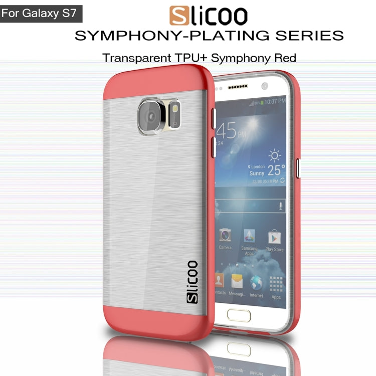 SLiCOO for Galaxy S7 / G930 Concise Fashion Separable Brushed Texture Transparent TPU + Electroplating PC Combination Case
