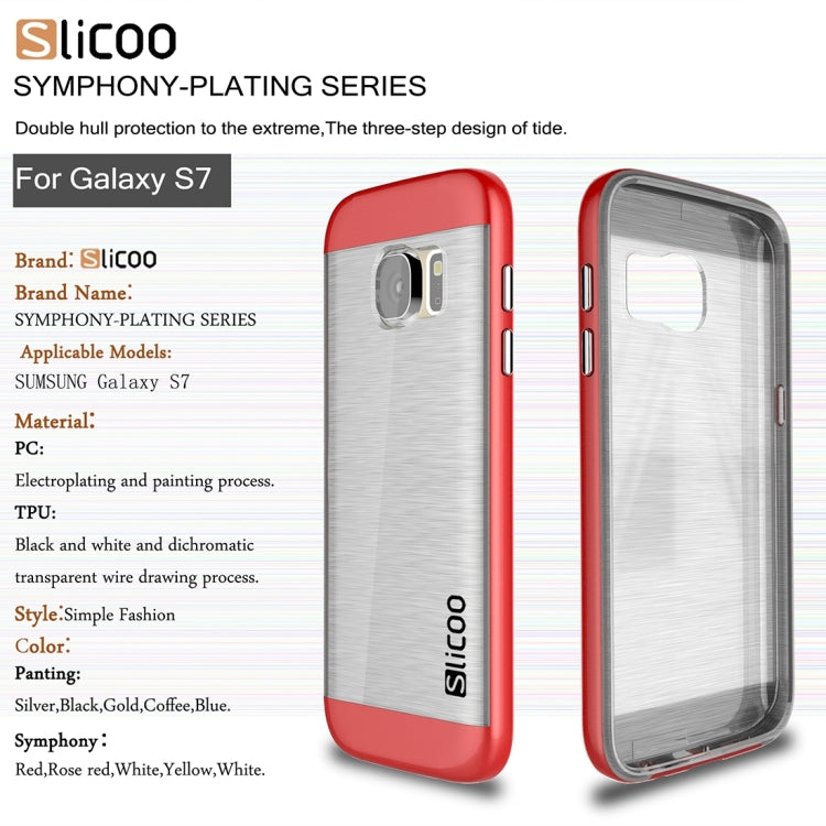 SLiCOO for Galaxy S7 / G930 Concise Fashion Separable Brushed Texture Transparent TPU + Electroplating PC Combination Case