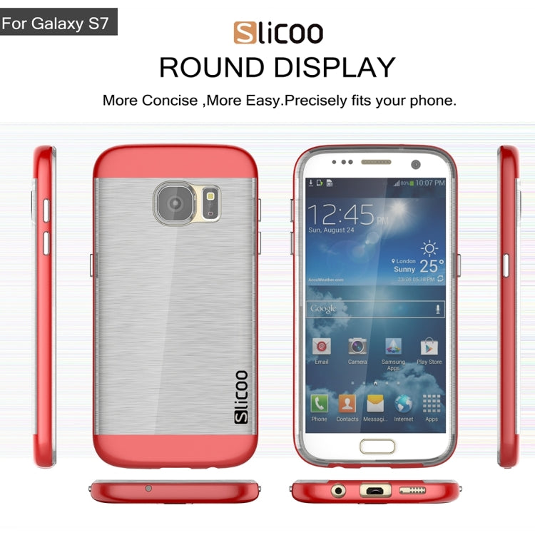 SLiCOO for Galaxy S7 / G930 Concise Fashion Separable Brushed Texture Transparent TPU + Electroplating PC Combination Case