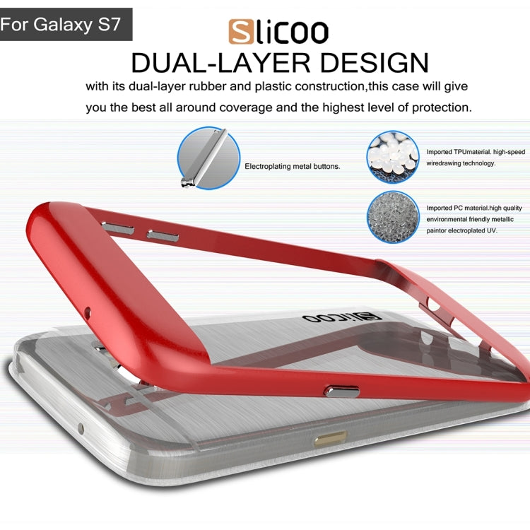 SLiCOO for Galaxy S7 / G930 Concise Fashion Separable Brushed Texture Transparent TPU + Electroplating PC Combination Case