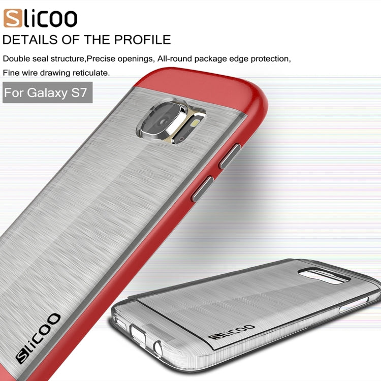 SLiCOO for Galaxy S7 / G930 Concise Fashion Separable Brushed Texture Transparent TPU + Electroplating PC Combination Case