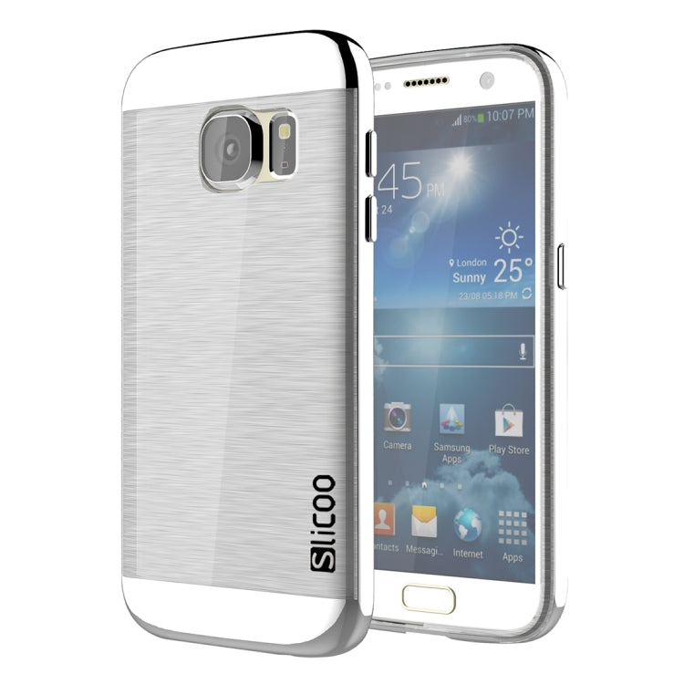 SLiCOO for Galaxy S7 / G930 Concise Fashion Separable Brushed Texture Transparent TPU + Electroplating PC Combination Case