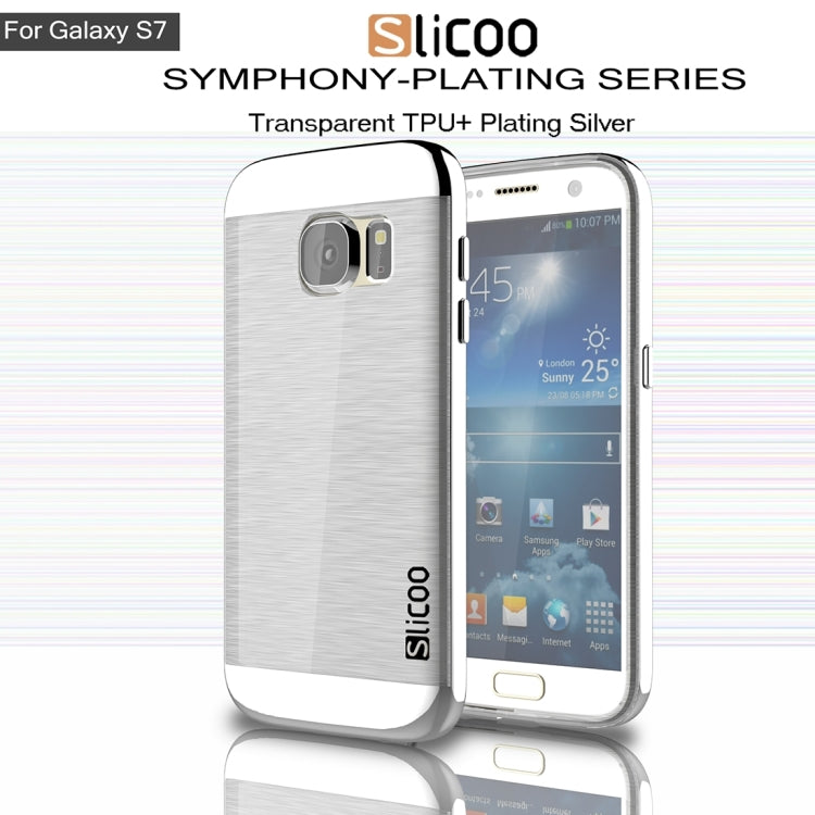 SLiCOO for Galaxy S7 / G930 Concise Fashion Separable Brushed Texture Transparent TPU + Electroplating PC Combination Case