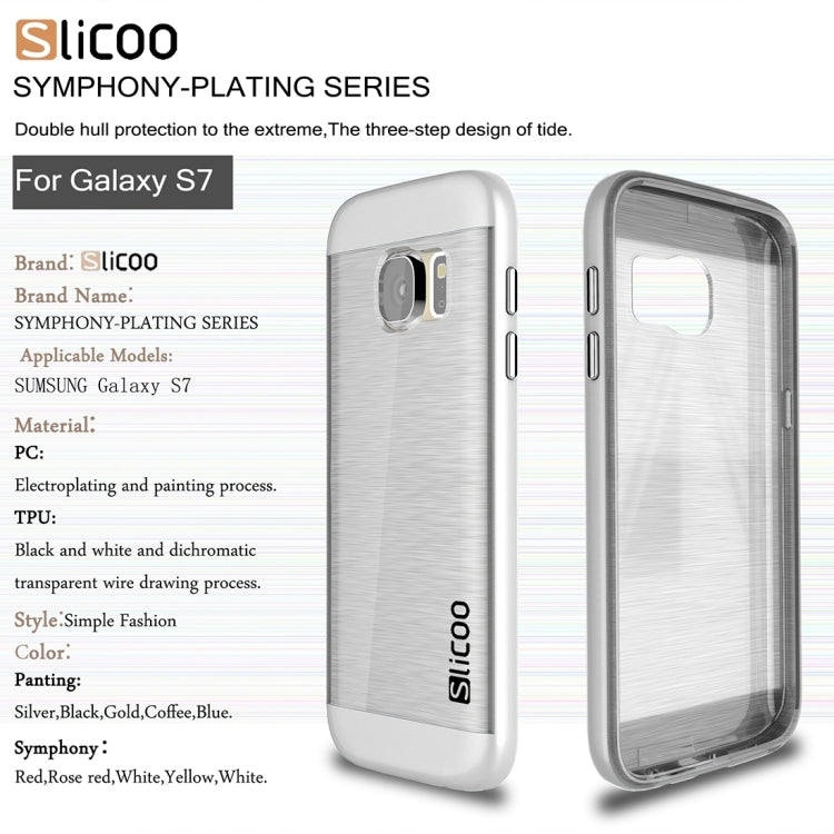 SLiCOO for Galaxy S7 / G930 Concise Fashion Separable Brushed Texture Transparent TPU + Electroplating PC Combination Case