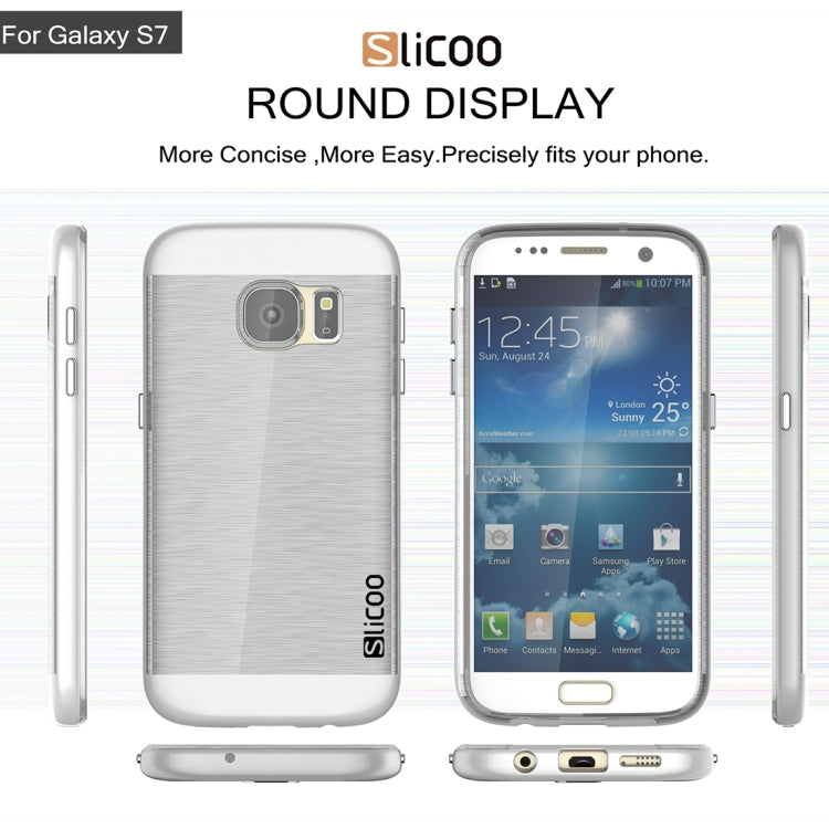 SLiCOO for Galaxy S7 / G930 Concise Fashion Separable Brushed Texture Transparent TPU + Electroplating PC Combination Case