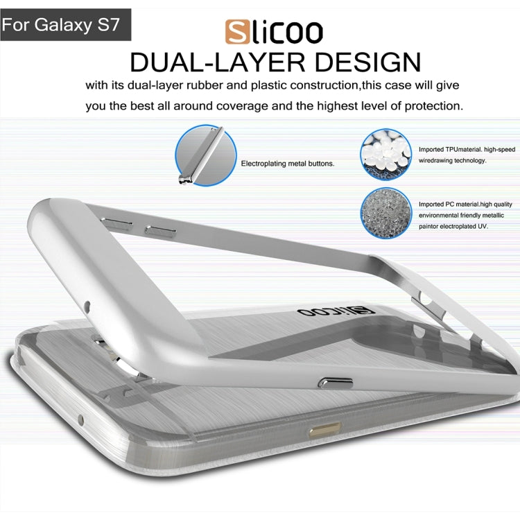 SLiCOO for Galaxy S7 / G930 Concise Fashion Separable Brushed Texture Transparent TPU + Electroplating PC Combination Case