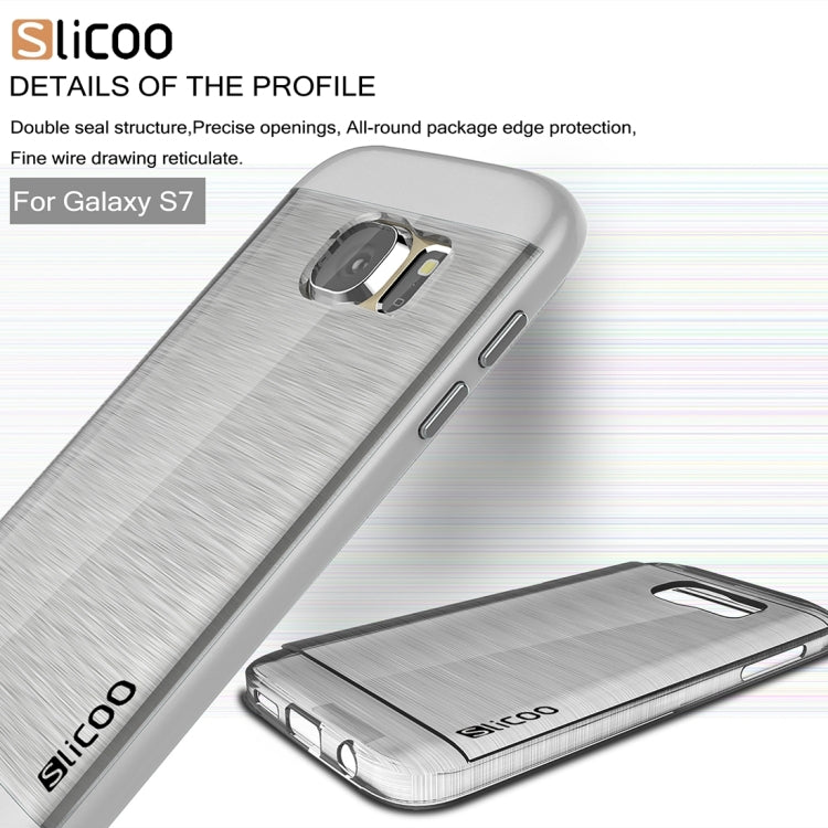 SLiCOO for Galaxy S7 / G930 Concise Fashion Separable Brushed Texture Transparent TPU + Electroplating PC Combination Case