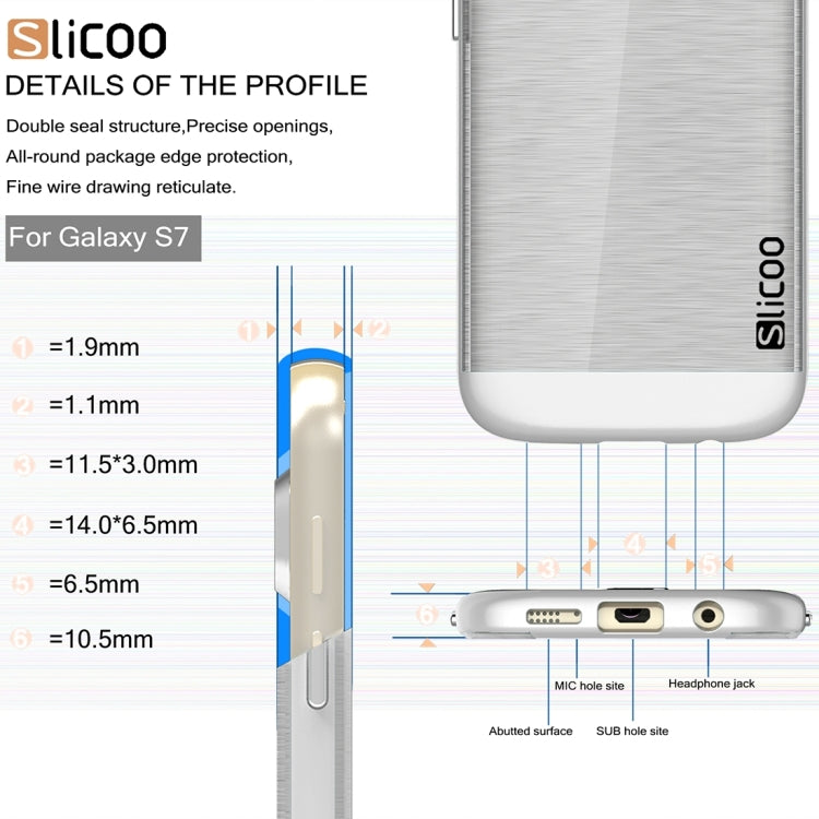 SLiCOO for Galaxy S7 / G930 Concise Fashion Separable Brushed Texture Transparent TPU + Electroplating PC Combination Case