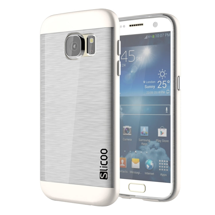 SLiCOO for Galaxy S7 / G930 Concise Fashion Separable Brushed Texture Transparent TPU + Electroplating PC Combination Case