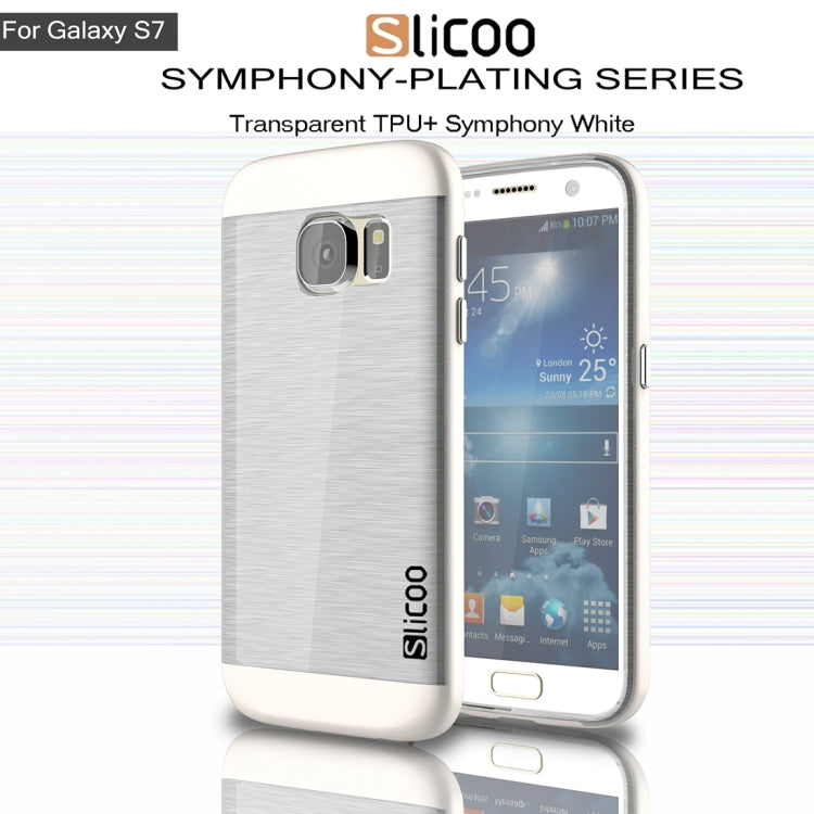 SLiCOO for Galaxy S7 / G930 Concise Fashion Separable Brushed Texture Transparent TPU + Electroplating PC Combination Case