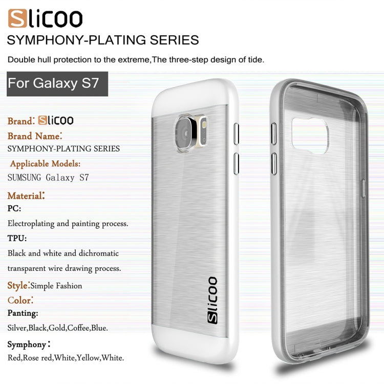 SLiCOO for Galaxy S7 / G930 Concise Fashion Separable Brushed Texture Transparent TPU + Electroplating PC Combination Case