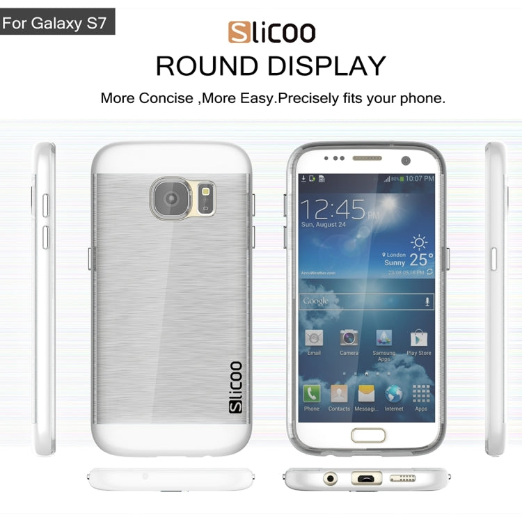 SLiCOO for Galaxy S7 / G930 Concise Fashion Separable Brushed Texture Transparent TPU + Electroplating PC Combination Case