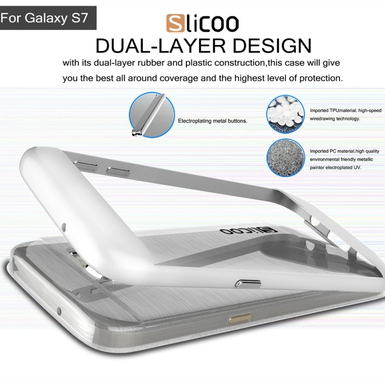 SLiCOO for Galaxy S7 / G930 Concise Fashion Separable Brushed Texture Transparent TPU + Electroplating PC Combination Case