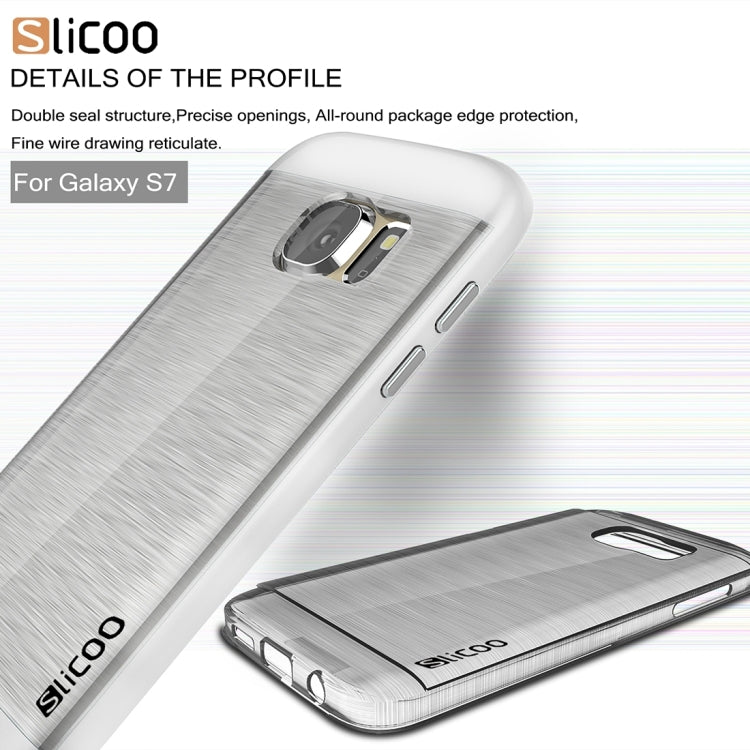 SLiCOO for Galaxy S7 / G930 Concise Fashion Separable Brushed Texture Transparent TPU + Electroplating PC Combination Case