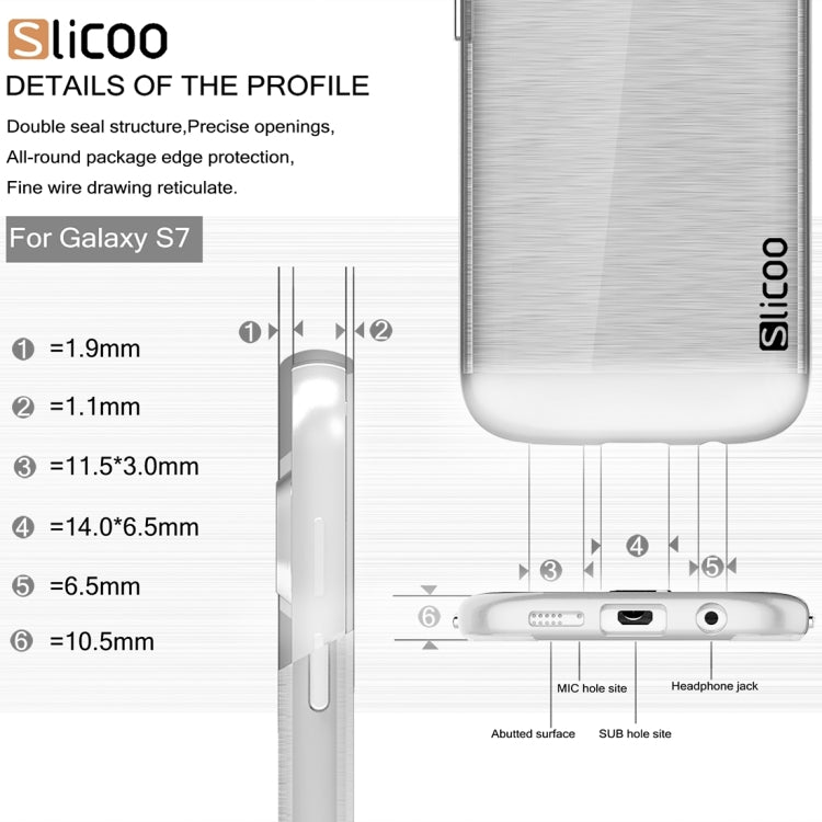 SLiCOO for Galaxy S7 / G930 Concise Fashion Separable Brushed Texture Transparent TPU + Electroplating PC Combination Case