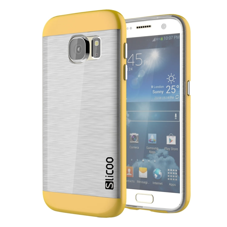 SLiCOO for Galaxy S7 / G930 Concise Fashion Separable Brushed Texture Transparent TPU + Electroplating PC Combination Case