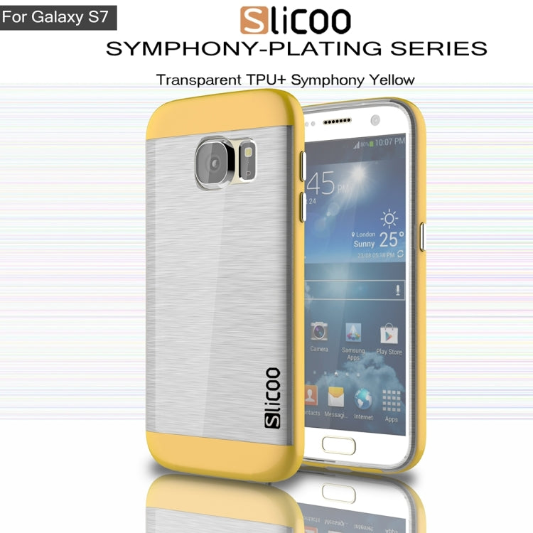 SLiCOO for Galaxy S7 / G930 Concise Fashion Separable Brushed Texture Transparent TPU + Electroplating PC Combination Case