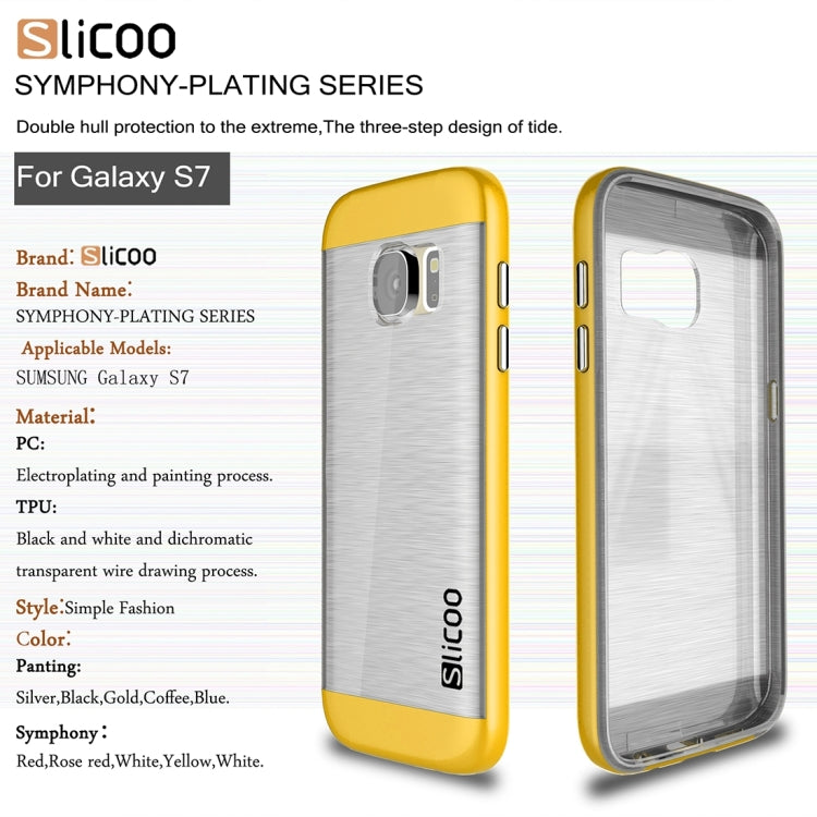 SLiCOO for Galaxy S7 / G930 Concise Fashion Separable Brushed Texture Transparent TPU + Electroplating PC Combination Case