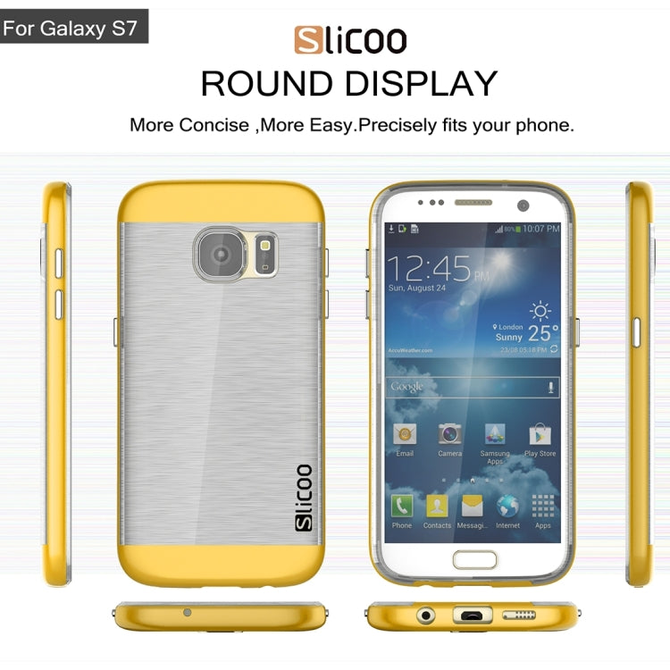 SLiCOO for Galaxy S7 / G930 Concise Fashion Separable Brushed Texture Transparent TPU + Electroplating PC Combination Case