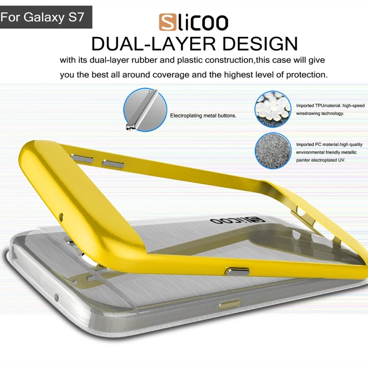SLiCOO for Galaxy S7 / G930 Concise Fashion Separable Brushed Texture Transparent TPU + Electroplating PC Combination Case