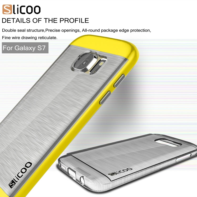 SLiCOO for Galaxy S7 / G930 Concise Fashion Separable Brushed Texture Transparent TPU + Electroplating PC Combination Case