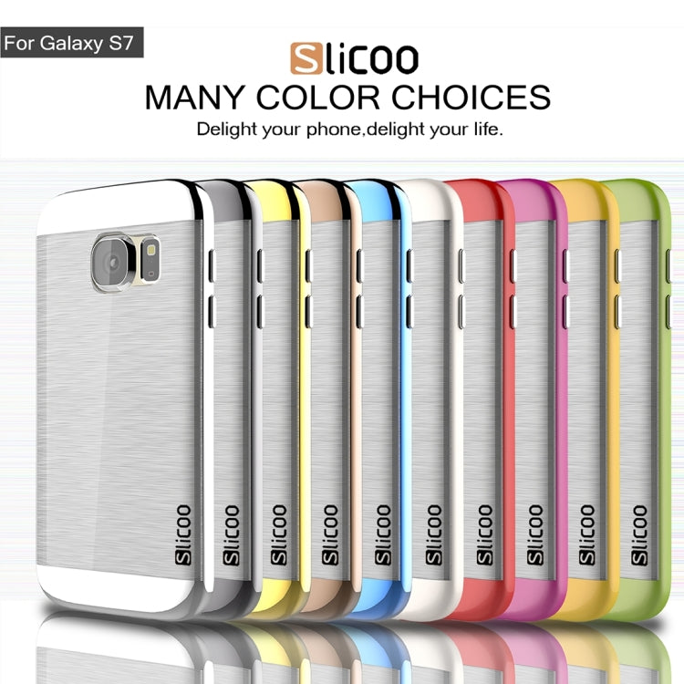 SLiCOO for Galaxy S7 / G930 Concise Fashion Separable Brushed Texture Transparent TPU + Electroplating PC Combination Case