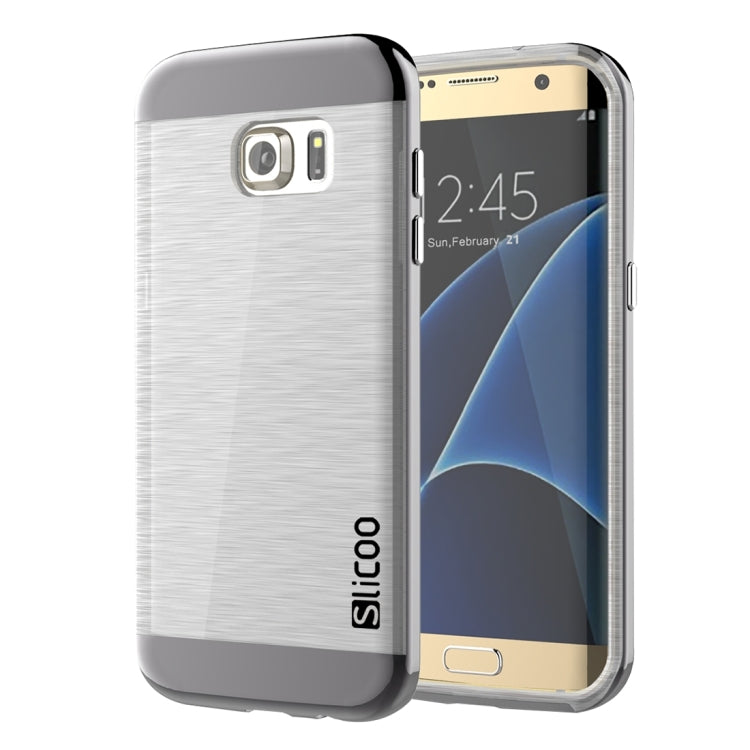 SLiCOO for Galaxy S7 Edge/ G935 Concise Fashion Separable Brushed Texture Transparent TPU + Electroplating PC Combination Case