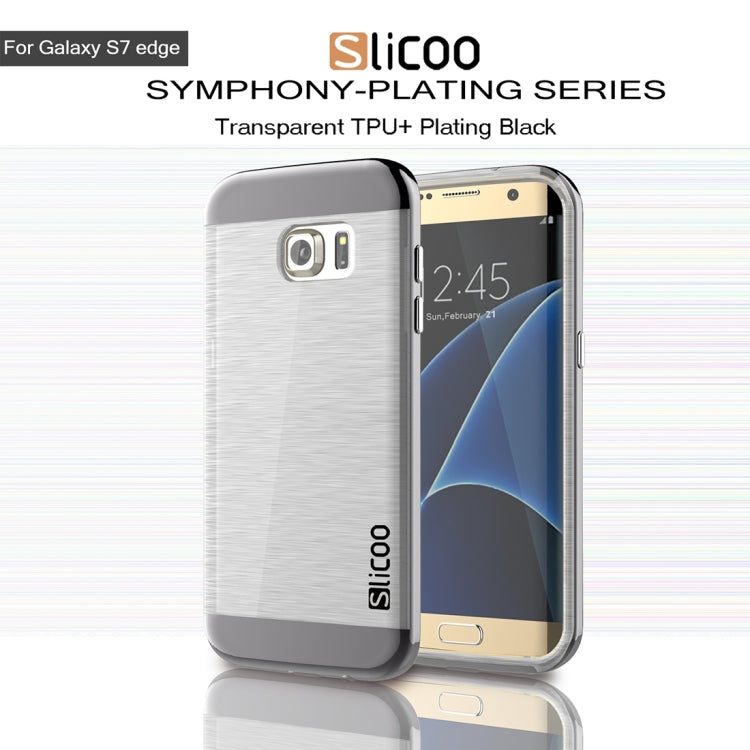 SLiCOO for Galaxy S7 Edge/ G935 Concise Fashion Separable Brushed Texture Transparent TPU + Electroplating PC Combination Case