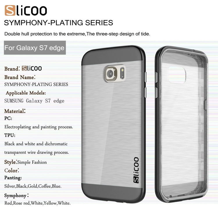 SLiCOO for Galaxy S7 Edge/ G935 Concise Fashion Separable Brushed Texture Transparent TPU + Electroplating PC Combination Case