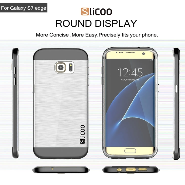 SLiCOO for Galaxy S7 Edge/ G935 Concise Fashion Separable Brushed Texture Transparent TPU + Electroplating PC Combination Case