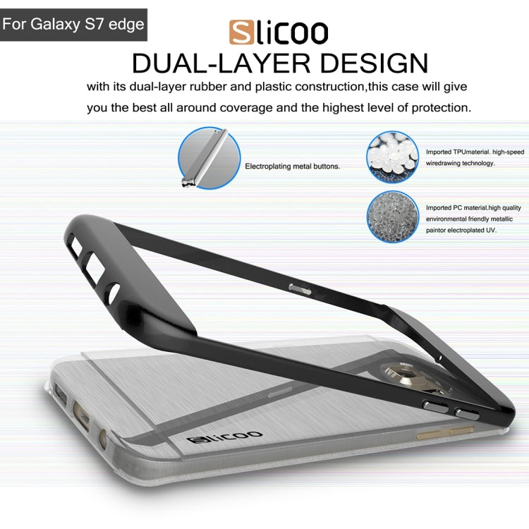 SLiCOO for Galaxy S7 Edge/ G935 Concise Fashion Separable Brushed Texture Transparent TPU + Electroplating PC Combination Case