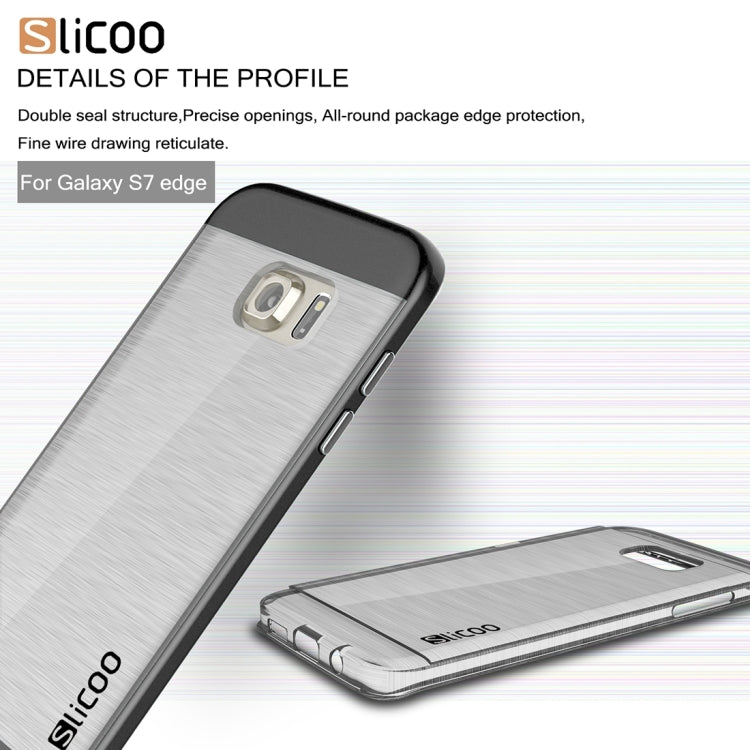 SLiCOO for Galaxy S7 Edge/ G935 Concise Fashion Separable Brushed Texture Transparent TPU + Electroplating PC Combination Case