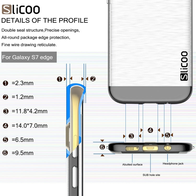 SLiCOO for Galaxy S7 Edge/ G935 Concise Fashion Separable Brushed Texture Transparent TPU + Electroplating PC Combination Case
