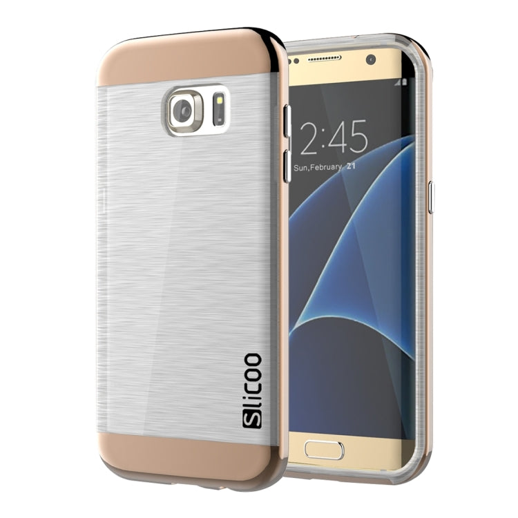 SLiCOO for Galaxy S7 Edge/ G935 Concise Fashion Separable Brushed Texture Transparent TPU + Electroplating PC Combination Case