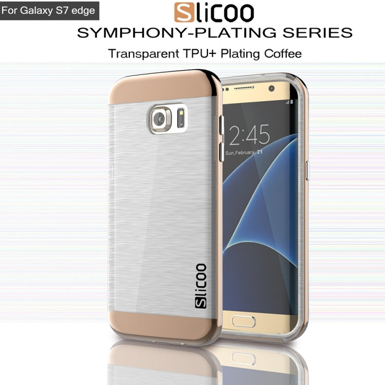 SLiCOO for Galaxy S7 Edge/ G935 Concise Fashion Separable Brushed Texture Transparent TPU + Electroplating PC Combination Case