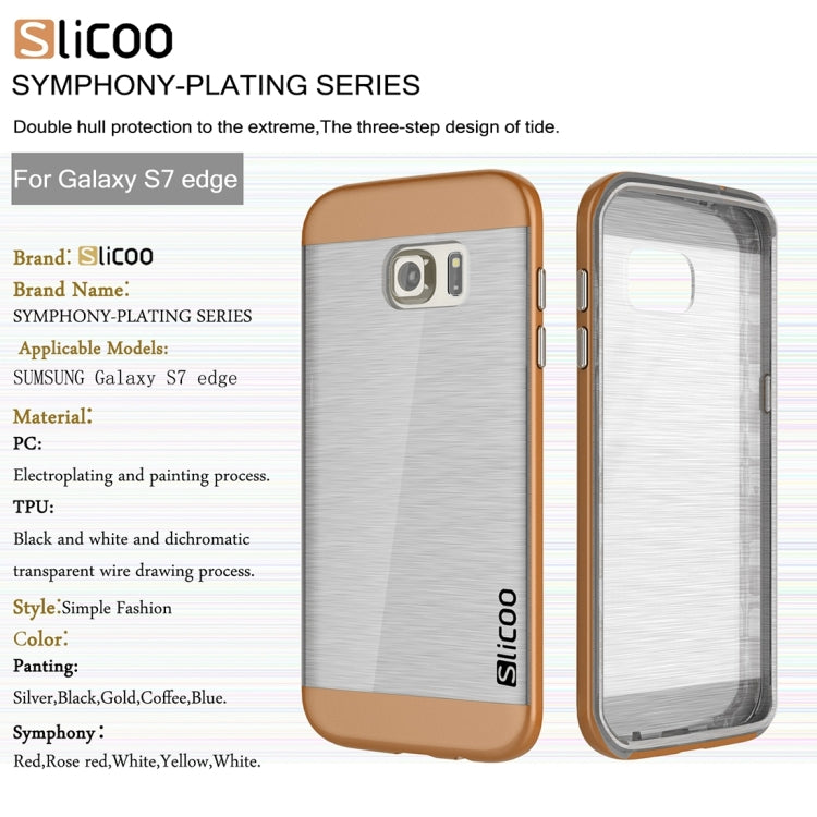 SLiCOO for Galaxy S7 Edge/ G935 Concise Fashion Separable Brushed Texture Transparent TPU + Electroplating PC Combination Case