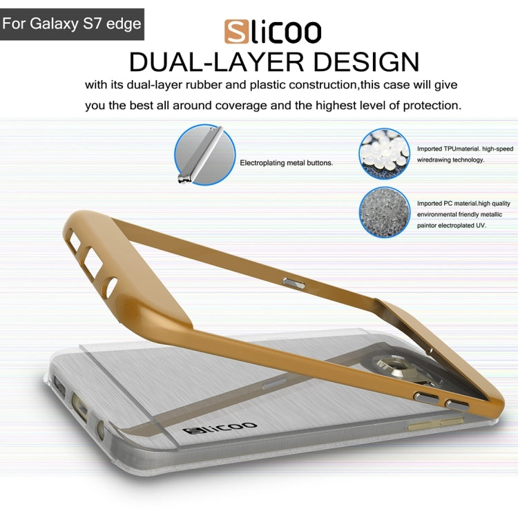 SLiCOO for Galaxy S7 Edge/ G935 Concise Fashion Separable Brushed Texture Transparent TPU + Electroplating PC Combination Case