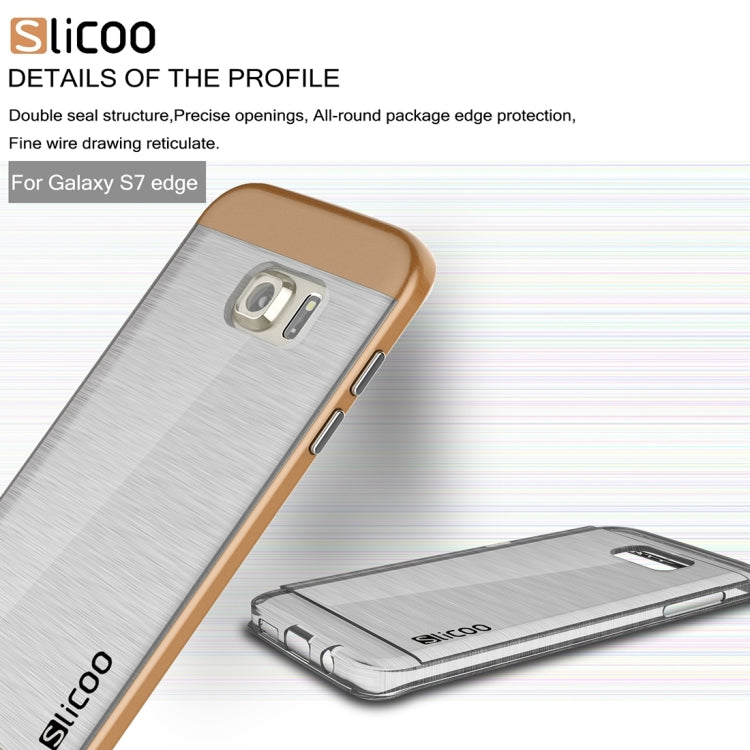 SLiCOO for Galaxy S7 Edge/ G935 Concise Fashion Separable Brushed Texture Transparent TPU + Electroplating PC Combination Case